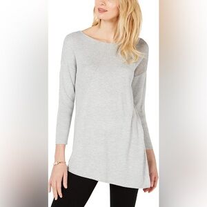 INC Women’s Asymmetric Tunic Sweater Long Sleeve Gray Size PM